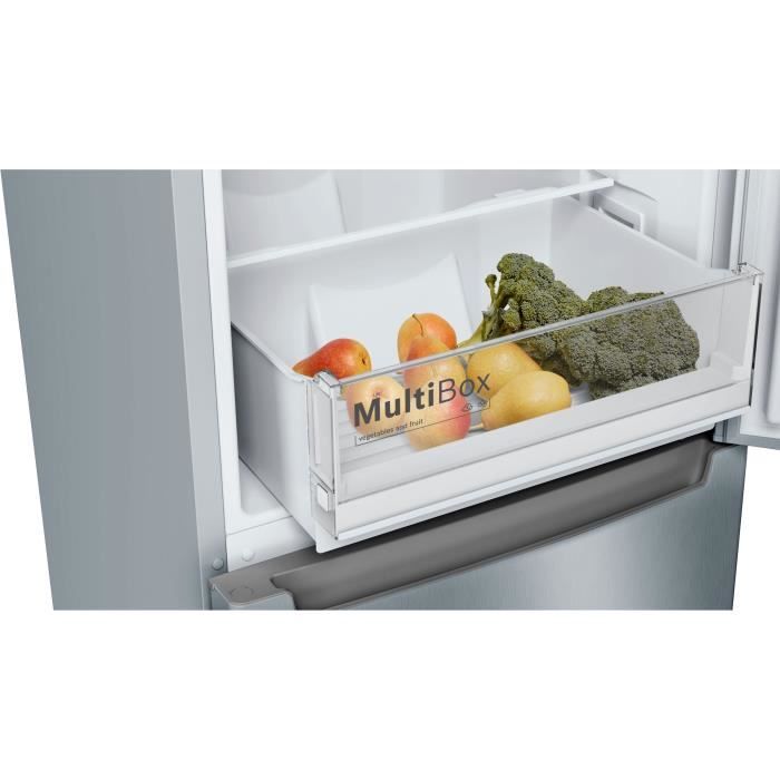 Réfrigérateur combiné - BOSCH - KGN33NLEB - Classe E - 282 L - 176 x 60 x 66 cm - Inox