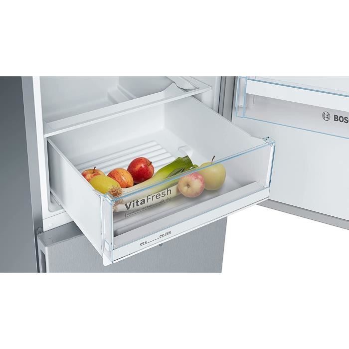 BOSCH KGV36VLEAS - RÈfrigÈrateur congÈlateur bas-307 L (213+94 L)-Froid brassÈ - L 60 x H 186 cm - Inox