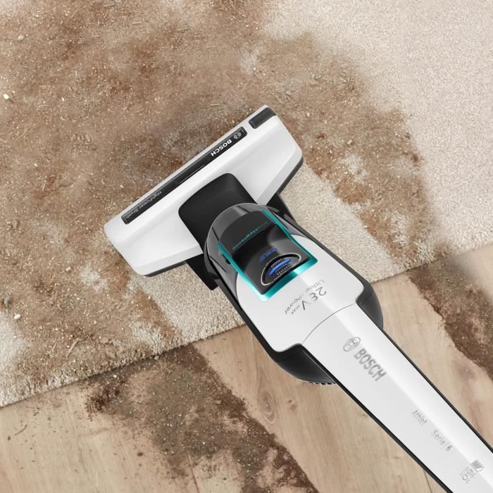 BOSCH BCH86HYG2 - Athlet - aspirateur balai rechargeable-  SÈrie 6 blanc - 60 mn d'autonomie - bac 900 ml - 2 vitesses et turbo