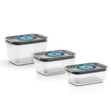 BOSCH - 3 boites de conservation sous vide hermétiques : 0,7L, 1,0L et 1,5L - Bac d'égouttement - Indicateur jour et mois - Tritan