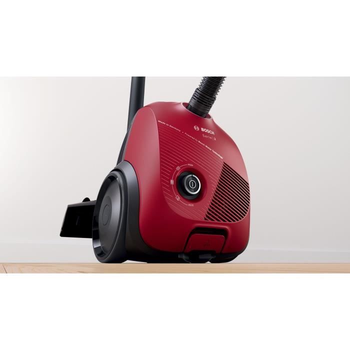 Aspirateur traÓneau BOSCH BGBS2RD1 - 600 watts - 8M - 80 Db - sac 3,5L - Rouge