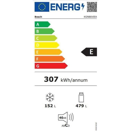 Réfrigérateur combiné - BOSCH - KGN86VIEA - Classe E - 479 L - 186 x 86 x 81 cm - Acier brossé