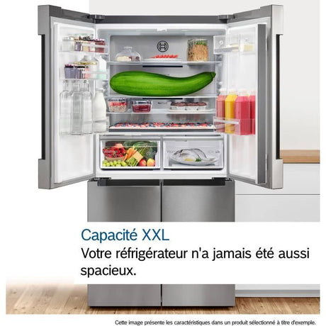 Réfrigérateur combiné - BOSCH SER4 - KFN96AXEA - Multi-portes - Classe E - 605 L - 183 x 90,5 x 73,1 cm - Acier brossé