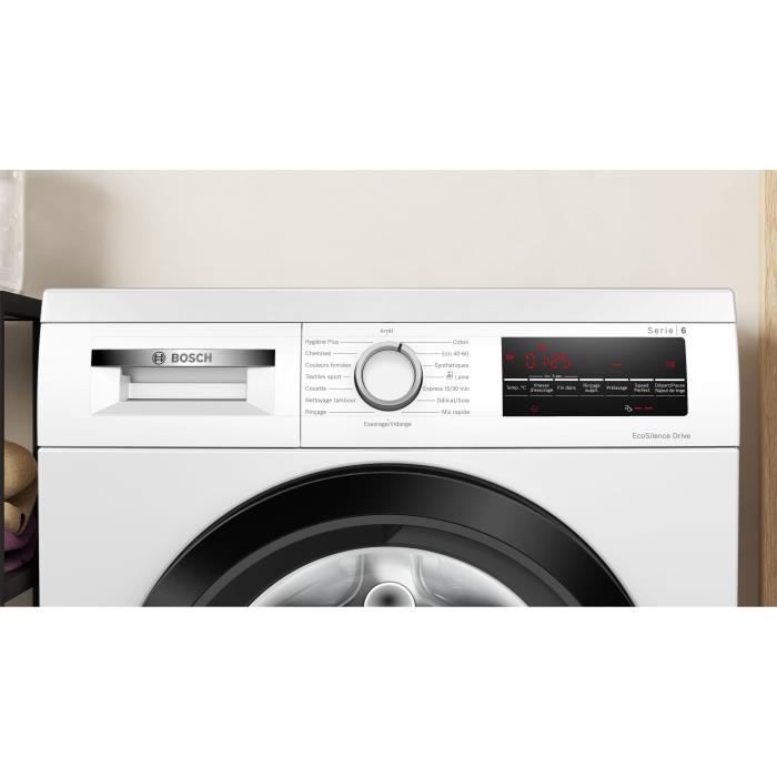 Lave-linge hublot BOSCH WUU28T18FR SER6 - 8 kg - Induction - L60cm - 1400 trs/min - Classe A - Vapeur - Blanc