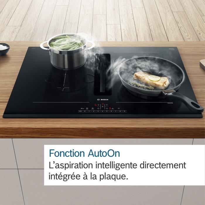 Table induction Aspirante - BOSCH SER6 - PVQ811H26E Noir - 4-foyers - Home Connect - L802xP522 mm