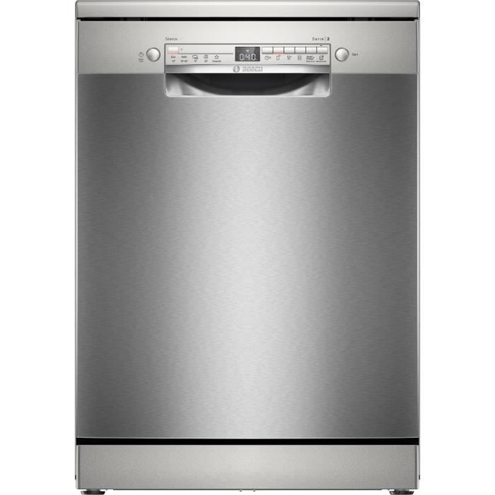 Lave-vaisselle pose libre BOSCH SMS2HVI02E SER2 - 14 couverts - Induction - L60cm - 46 dB - tiroir a couverts - Acier brossé