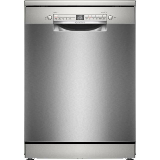 Lave-vaisselle pose libre BOSCH SMS2HVI02E SER2 - 14 couverts - Induction - L60cm - 46 dB - tiroir a couverts - Acier brossé