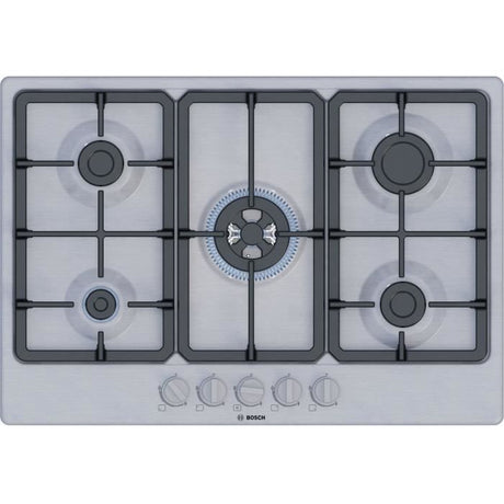 Table de cuisson a gaz - BOSCH Série 4 - 5 foyers - 52 x 75 x 4,5 cm - PGQ7B5K90 - Inox