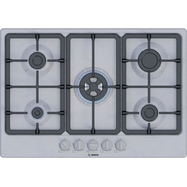 Table de cuisson a gaz - BOSCH Série 4 - 5 foyers - 52 x 75 x 4,5 cm - PGQ7B5K90 - Inox