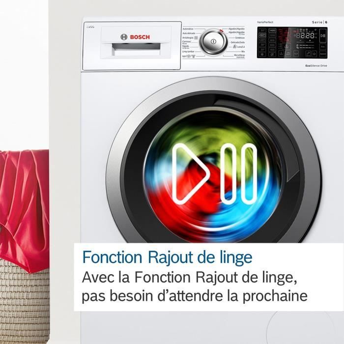 Lave-linge hublot BOSCH WGG244Z3FR SER6 - 9 kg - Induction - L60cm - 1400 trs/min - Classe A - Vapeur - Blanc