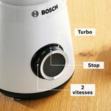 Blender VitaPower - BOSCH - MMB6141W - 1200 W - 30000 trs/min - 2 vitesses + turbo - Bol 2 L - 4 lames amovibles - Blanc