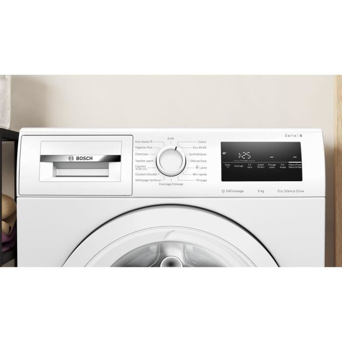 Lave-linge hublot BOSCH WAN24209FR SER4 - 9 kg - Induction - L60cm - 1200 trs/min - Classe A - Vapeur- Blanc