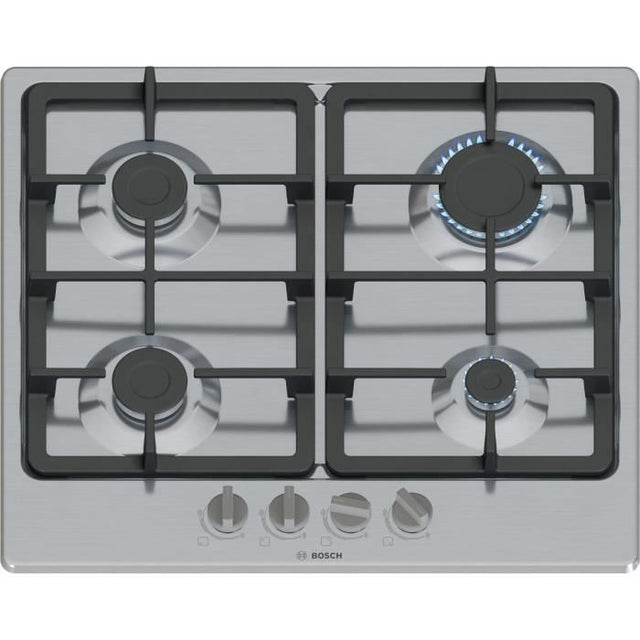 Table de cuisson a gaz - BOSCH Série 4 - 4 foyers - 52 x 58,2 x 4,5 cm - PGP6B5K90 - Inox