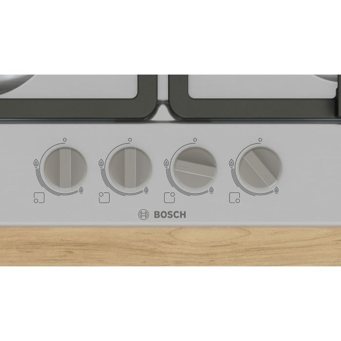 Table de cuisson a gaz - BOSCH Série 4 - 4 foyers - 52 x 58,2 x 4,5 cm - PGP6B5K90 - Inox