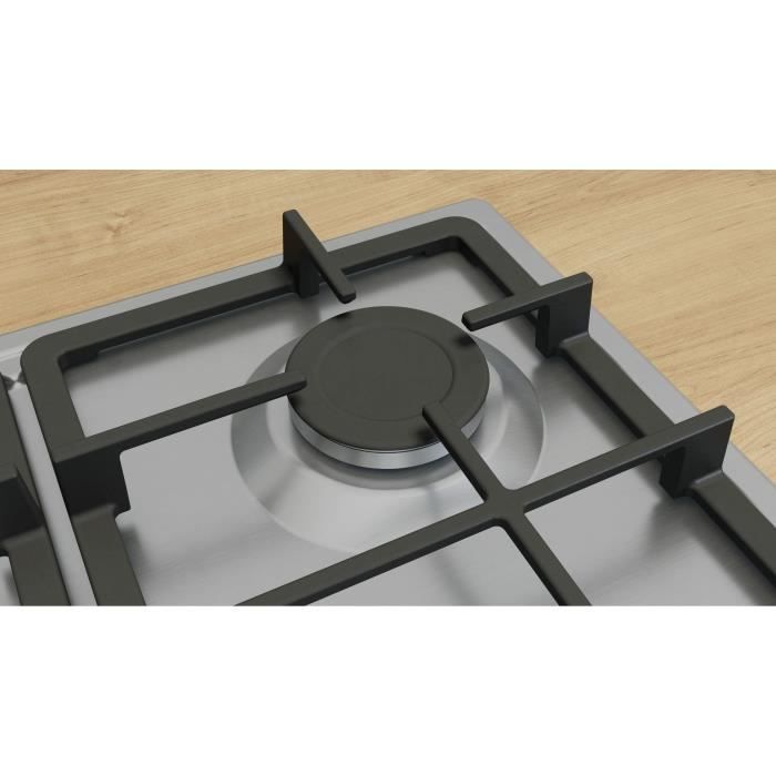 Table de cuisson a gaz - BOSCH Série 4 - 4 foyers - 52 x 58,2 x 4,5 cm - PGP6B5K90 - Inox