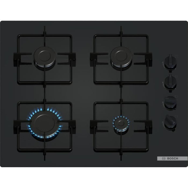 Table de cuisson a gaz - BOSCH Série 2 - 4 foyers - 52 x 59 x 5,4 cm - POP6B6K30 - Noir