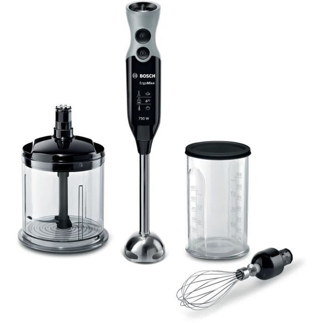 Mixeur Plongeant BOSCH ErgoMixx MSM67160 – Puissance de 750 W – Mini-hachoir et fouet inclus - Noir
