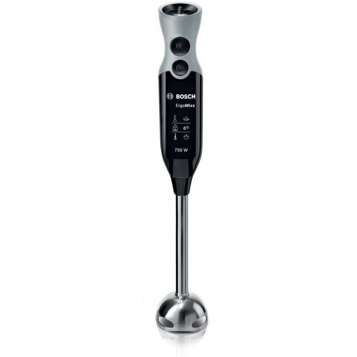 Mixeur Plongeant BOSCH ErgoMixx MSM67160 – Puissance de 750 W – Mini-hachoir et fouet inclus - Noir