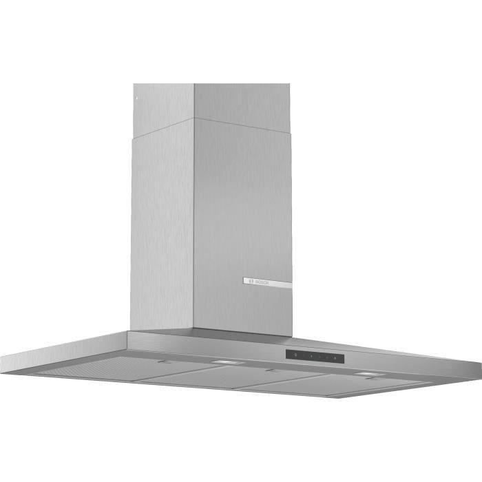 BOSCH DWQ96DM50 wall hood - L 90 cm - Evacuation / Recycling - 610 m3 air / h - 70 dB max in intensive - 4 speeds - Stainless steel