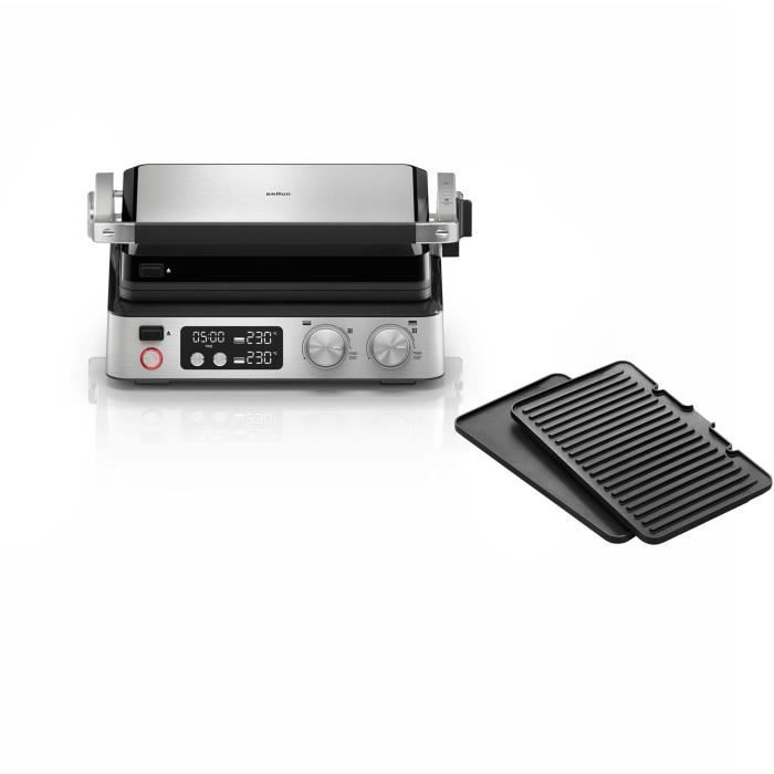 Grill multifonctions - BRAUN - Multi Grill 7 - 2000 W - 3 positions de chauffe - Noir / Acier