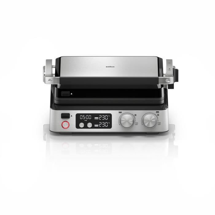 Grill multifonctions - BRAUN - Multi Grill 7 - 2000 W - 3 positions de chauffe - Noir / Acier