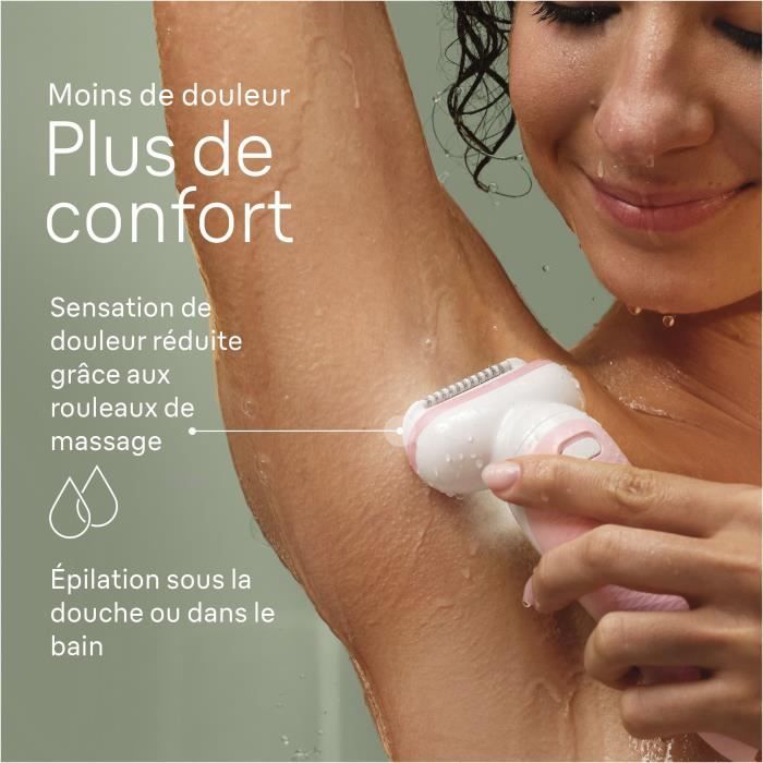 …pilateur Èlectrique - BRAUN - Silk-Èpil 9 - …pilation facile - Peau douce longue durÈe - 9-030 - Blanc / Rose