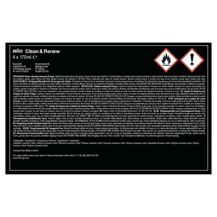 Cartouche de nettoyage - BRAUN - CCR4 Recharges clean & renew - Pour station SmartCare - Pack de 4