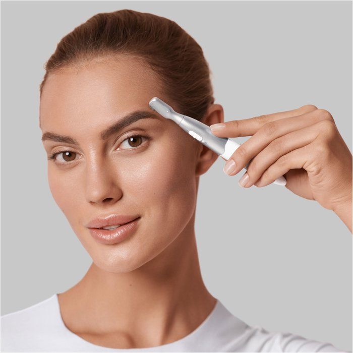Mini-tondeuse de précision - BRAUN - FG1106 Sourcils- 1 vitesse - Pile - Gris / Blanc