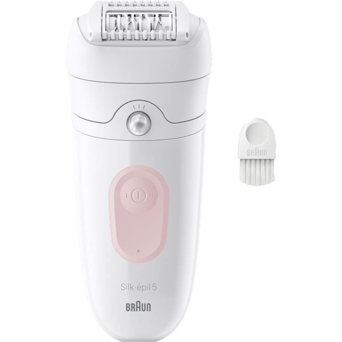 Épilateur électrique sans fil - BRAUN - SILK EPIL 5-000 - Étanche - 2 vitesses - Rose / Blanc