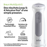 Mixeur plongeant - BRAUN - MultiQuick 5 - 1000 W - 21 vitesses - Gobelet 600 ml - Mini hachoir - Fouet - Blanc