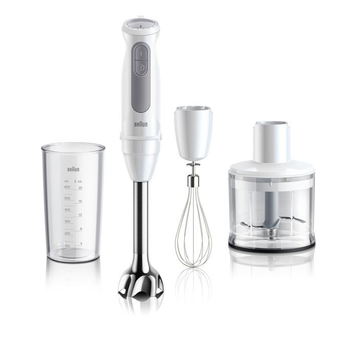 Mixeur plongeant - BRAUN - MultiQuick 5 - 1000 W - 21 vitesses - Gobelet 600 ml - Mini hachoir - Fouet - Blanc