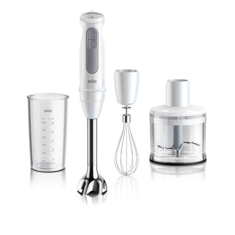 Mixeur plongeant - BRAUN - MultiQuick 5 - 1000 W - 21 vitesses - Gobelet 600 ml - Mini hachoir - Fouet - Blanc