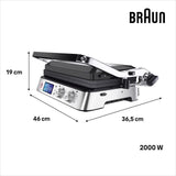 Grill multifonctions - BRAUN - Multi Grill 9 - 2000 W - 3 positions de chauffe - Noir / Acier