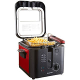 Friteuse électrique - BRANDT - FRI25R - Cuve fixe - 2,5 L d'huile + 1kg de frites - Hublot de contrôle - Rouge / Noir