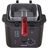 Friteuse électrique - BRANDT - FRI25R - Cuve fixe - 2,5 L d'huile + 1kg de frites - Hublot de contrôle - Rouge / Noir