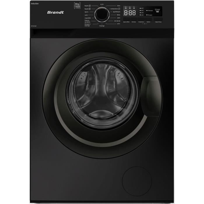 Lave-linge hublot BRANDT WFB383QN - 8 kg - Induction - L60 cm - Classe A - 1400 trs/min - Noir