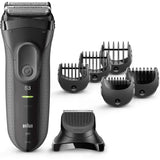 Rasoir Èlectrique sans fil BRAUN Series 3 Shave&Style 3000BT - outil 3 en 1 avec tondeuse a barbe - Noir