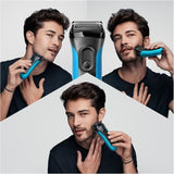 Rasoir Èlectrique barbe homme - BRAUN - Series 3 Shave & Style 3010BT - Technologie Wet & Dry - Noir / Bleu