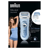 Rasoir Èlectrique BRAUN Silk-Èpil Lady Shaver 5-160 pour Femme - 3 en 1 - Sans Fil - Wet & Dry - Bleu