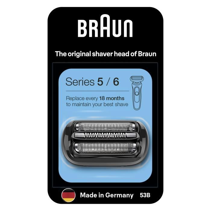 Tete de Rechange - BRAUN - 53B - Pour rasoir électrique Series 5 et 6 - Noir