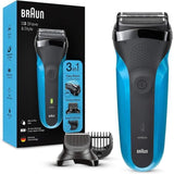 Rasoir Èlectrique sans fil BRAUN Series 3 Shave & Style - 3 lames flexibles - 5 sabots - Noir/Bleu