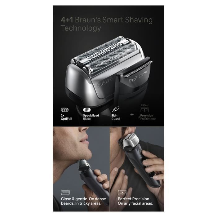 Rasoir - BRAUN - SERIES 8 8513s - 4 éléments rasage - Wet&Dry - 60 min - Noir