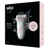 Épilateur électrique - BRAUN - SILK EPIL 7 SE 7-000 - 2 vitesses - Sans fil - 40 min - Blanc / Rose