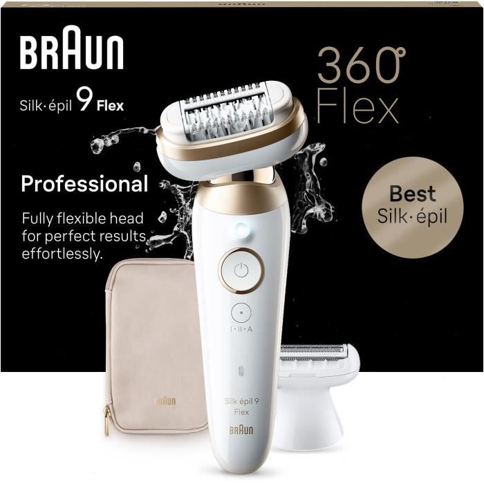 …pilateur Èlectrique - BRAUN - Silk-Èpil 9 Flex - …pilation Facile - 9-041 3D - Blanc / DorÈ