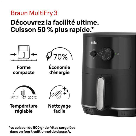 Friteuse sans huile BRAUN - MultiFry 3 - Capacité 4,3L - 1500W
