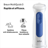 Mixeur plongeant - BRAUN - MultiQuick MQ30001M - 900 W - 2 vitesses - Blanc / Bleu