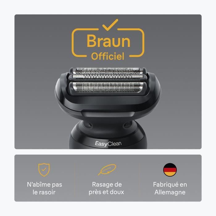 Tete de rasoir BRAUN Series 5 & 6 - 3 lames flexibles - 100 % fabriqué en Allemagne