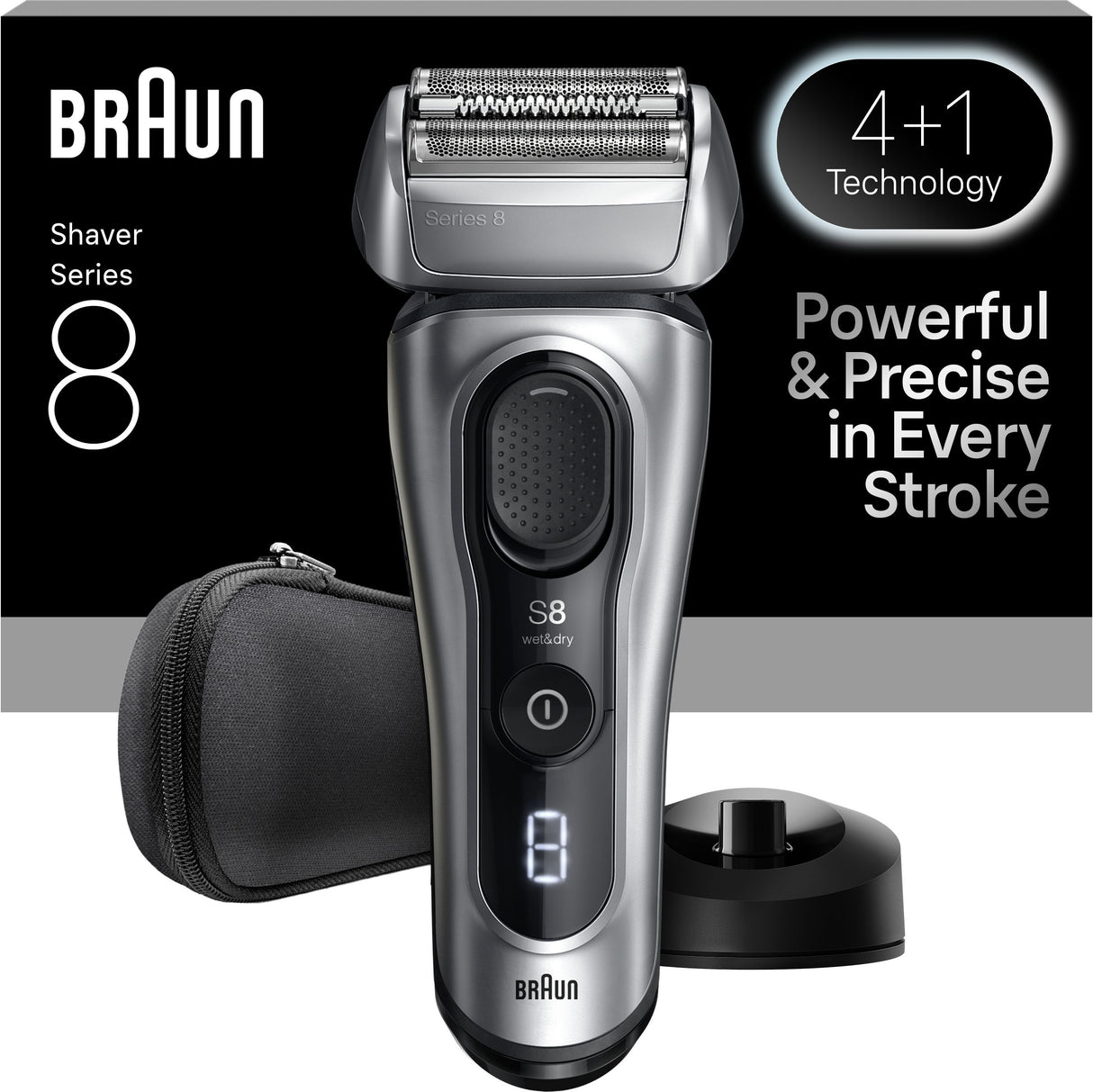 Rasoir électrique BRAUN Series 8 - Noir - Autonomie 60 minutes - Charge rapide 5 minutes