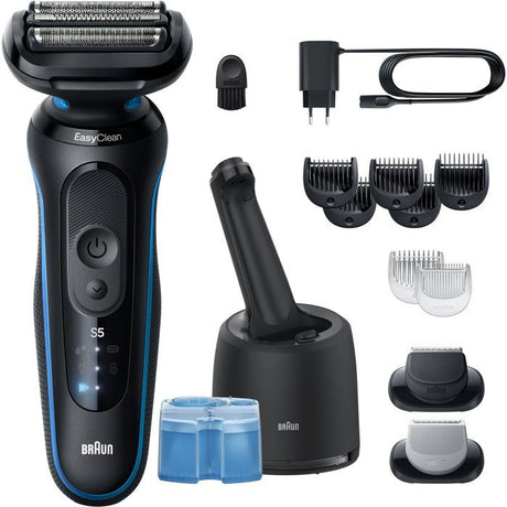 Rasoir électrique BRAUN Series 5 - Noir et bleu - Autonomie 50 minutes - Charge rapide 5 minutes