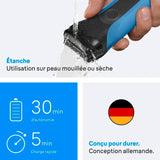 Rasoir électrique BRAUN Series 3 - Bleu et noir - Autonomie 30 minutes - Charge rapide 5 minutes
